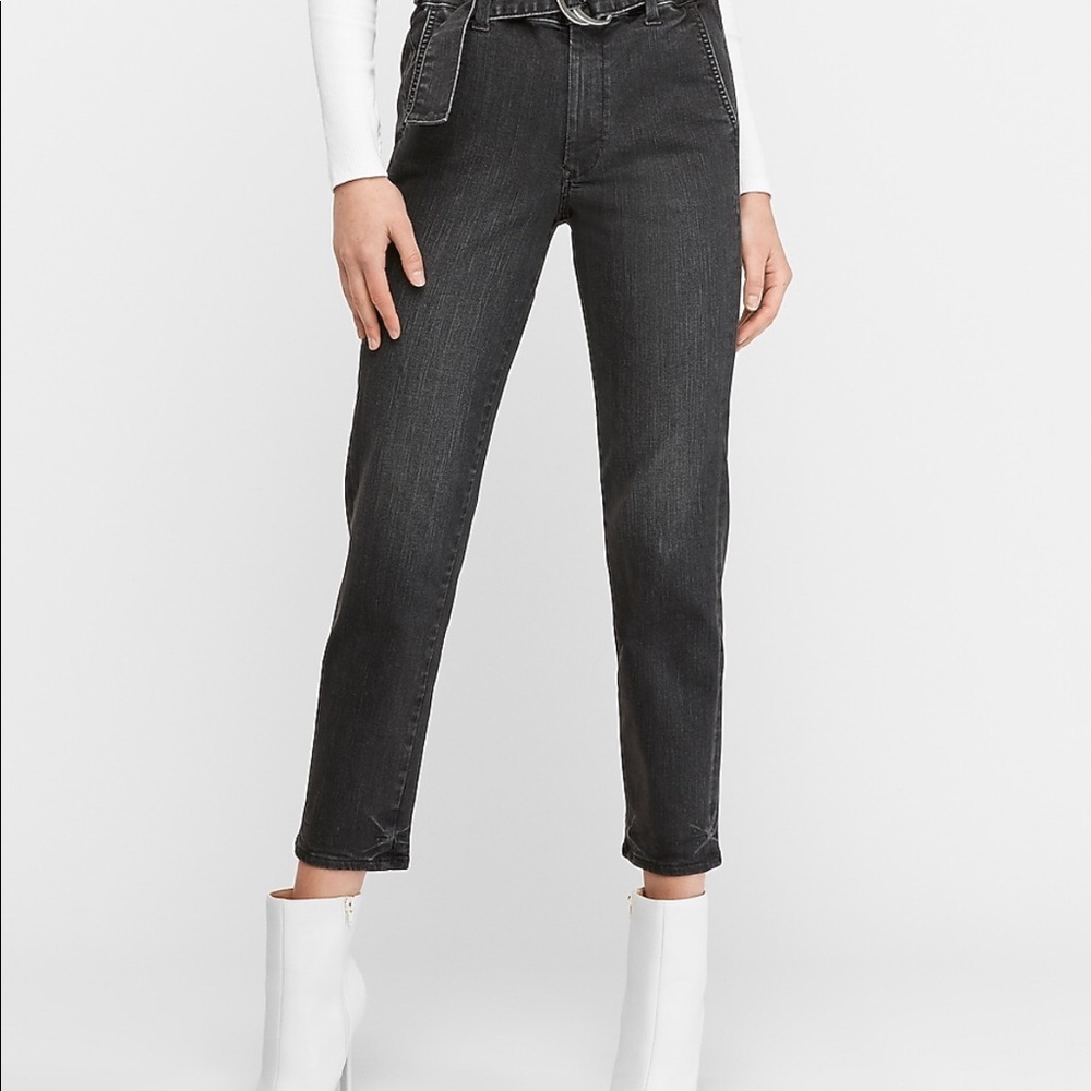 High waisted paper bag jeans